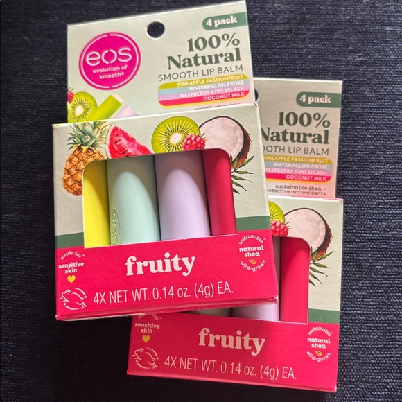 EOS | Bundle of 100% Natural Smooth Lip Balm Packs | 2 Packs FRUITY Sets Total 8 - Picture 9 of 9
